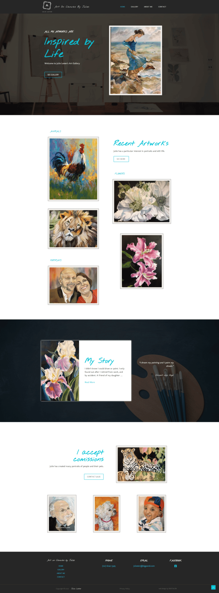 Art on Canvas Landing digitalon web design portfolio