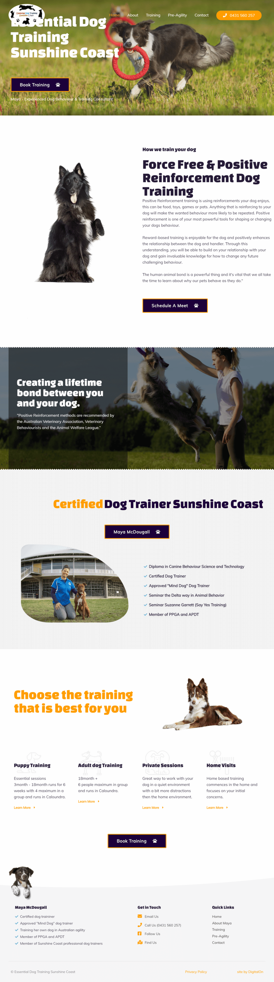 Essential Dog Training Home page digitalon web design portfolio