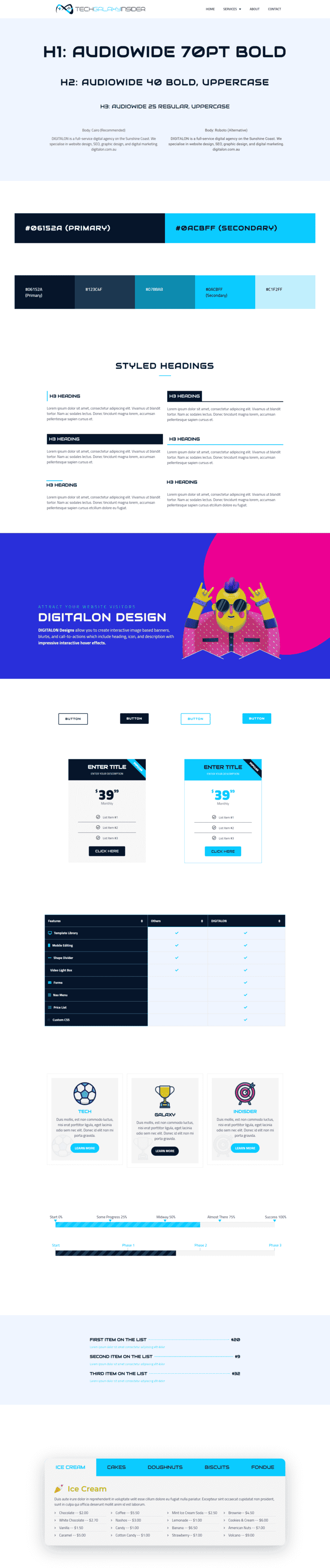 digitalon web design portfolio TechGalaxyInsider UI Style Guide