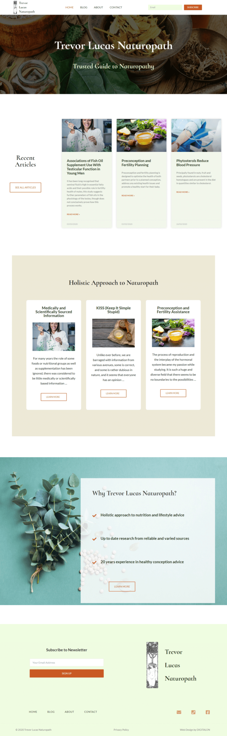 Trevor's Blog Natropath Landing page digitalon web design portfolio