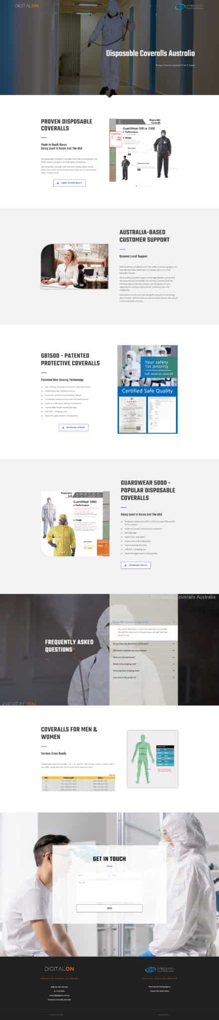 Disposable Coveralls Australia Website Design by DIGITALON
