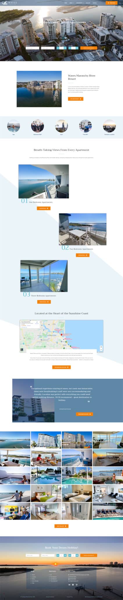 Luxury holiday apartment website design sunshine coast