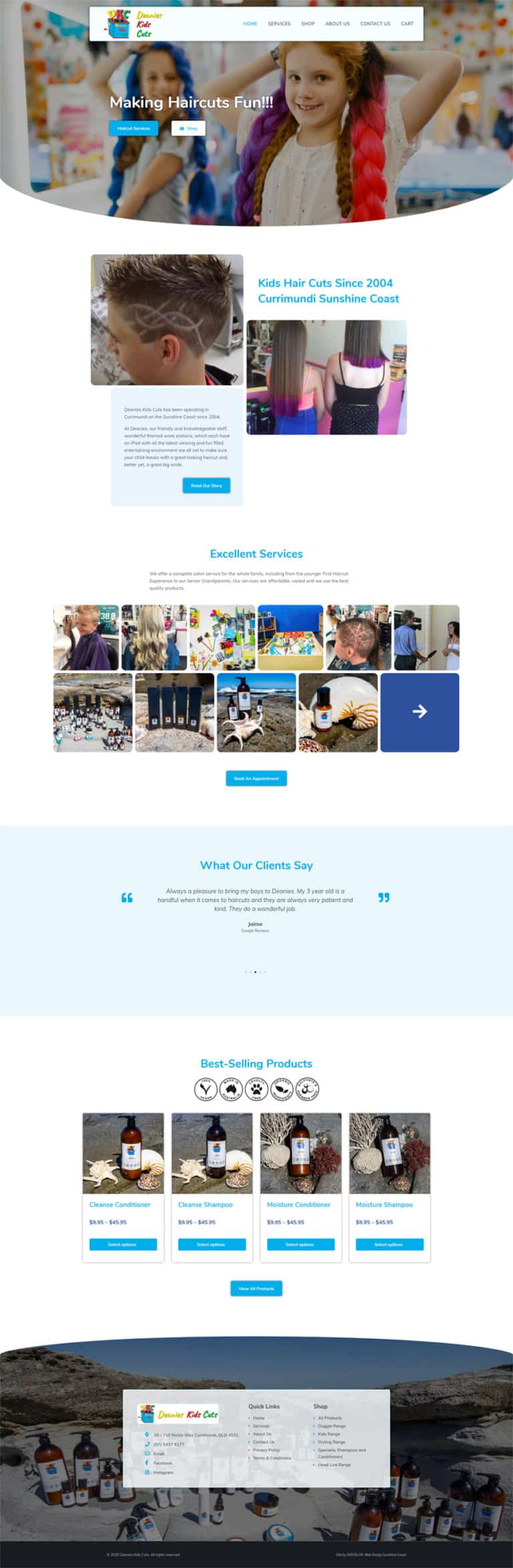 Sunshine Coast ECommerce Website Design Kids Hair Salon