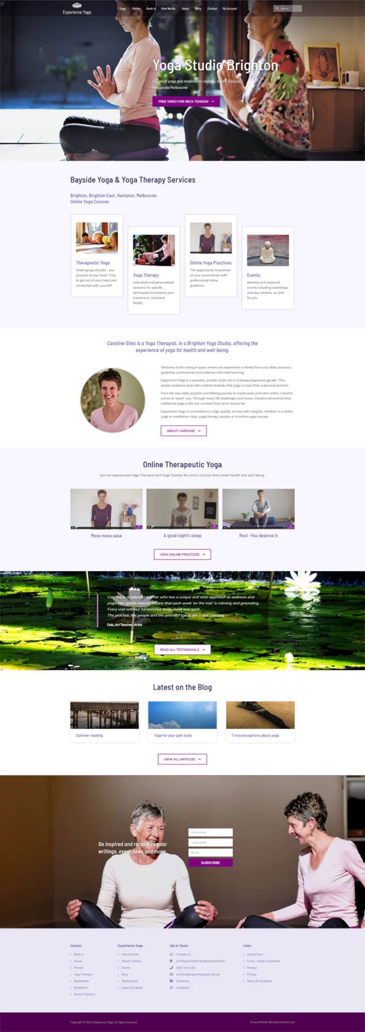 Yoga studio Brighton website redesign