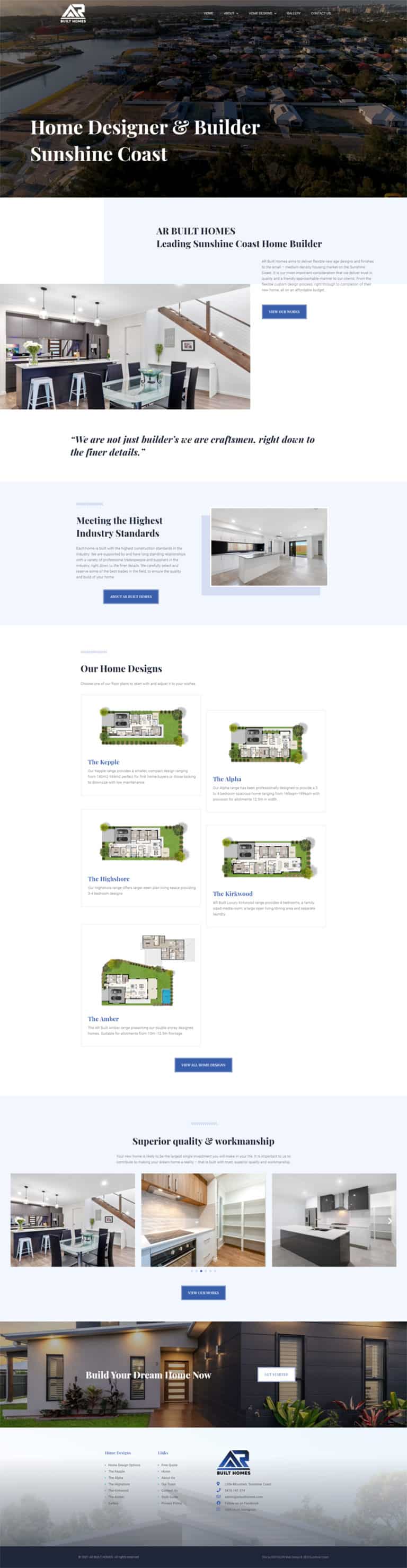 Home builder website redesign sunshine coast