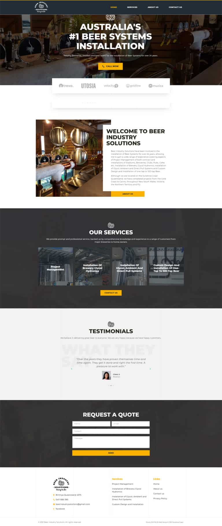 Beer System Installation website design