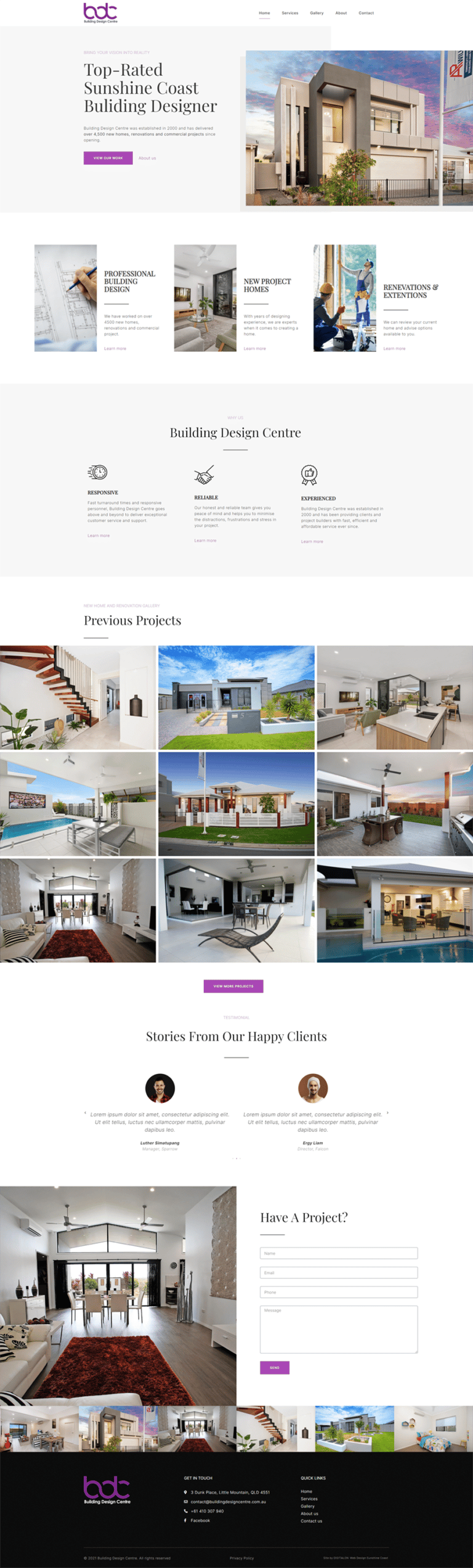 Building Designer Sunshine Coast DIGITALON Web Design