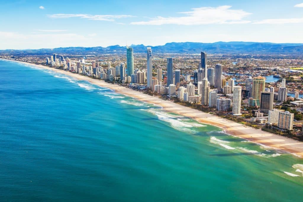 Aerial view of Surfers Paradise, the Gold Coast, Queensland, Aus