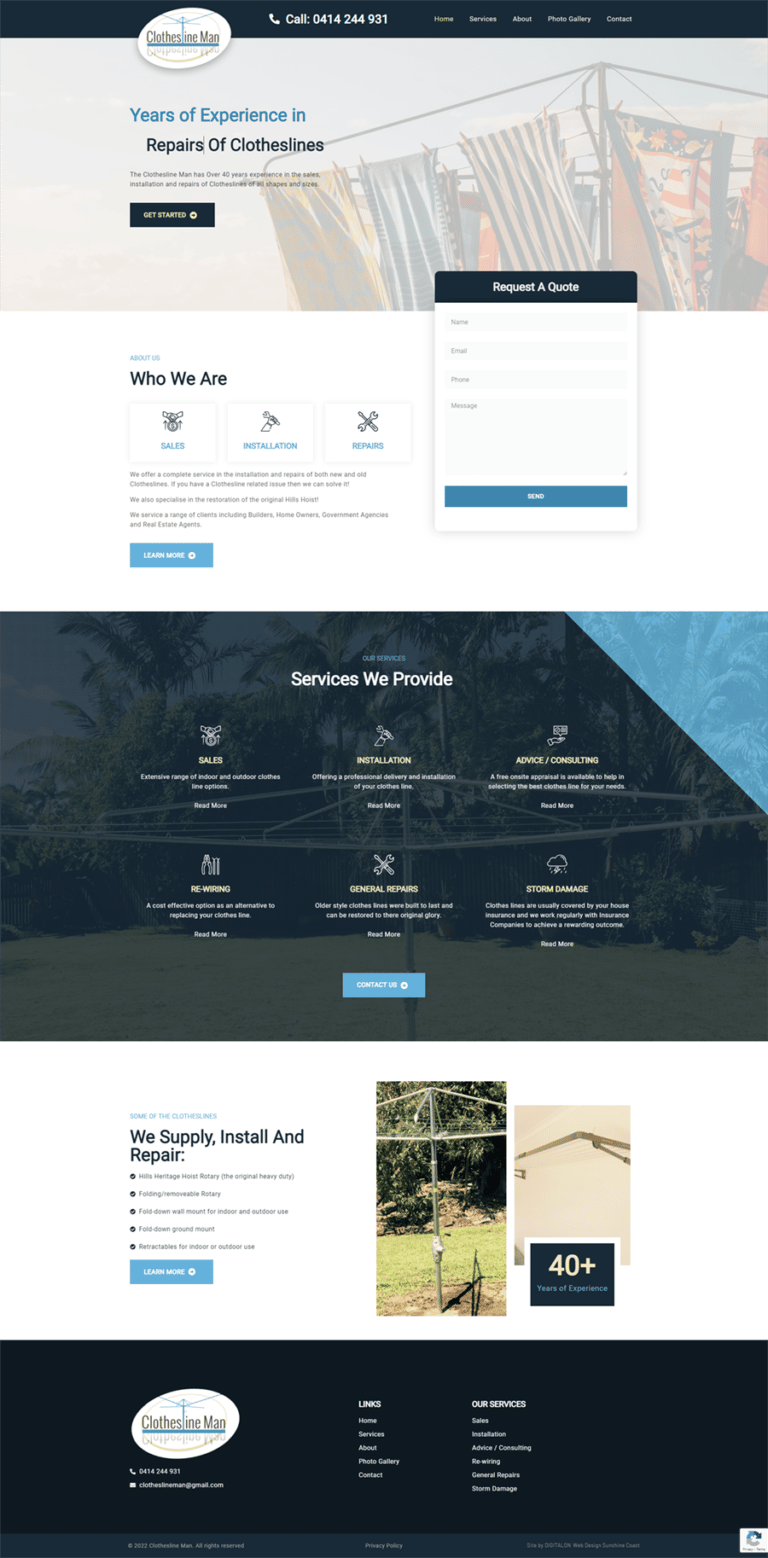 Clotherline Man Mackay DIGITALON Website Design