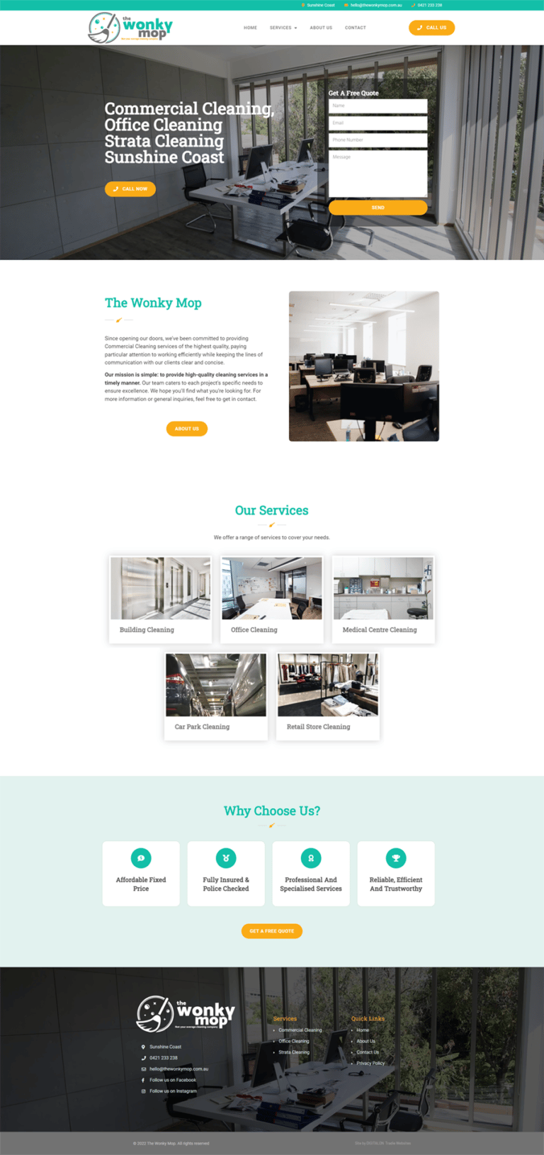 Web Design Commercial Cleaning Services Sunshine Coast DIGITALON Landing Page