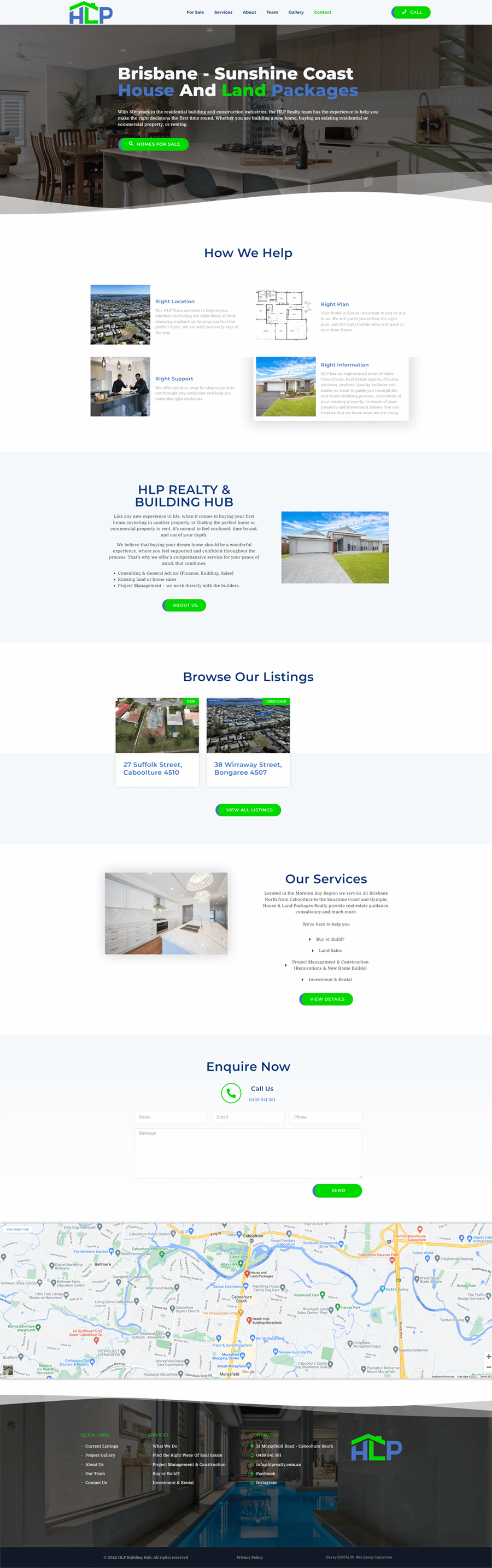 North Brisbane Land and House Packages Realty Website Landing Page Design DIGITALON