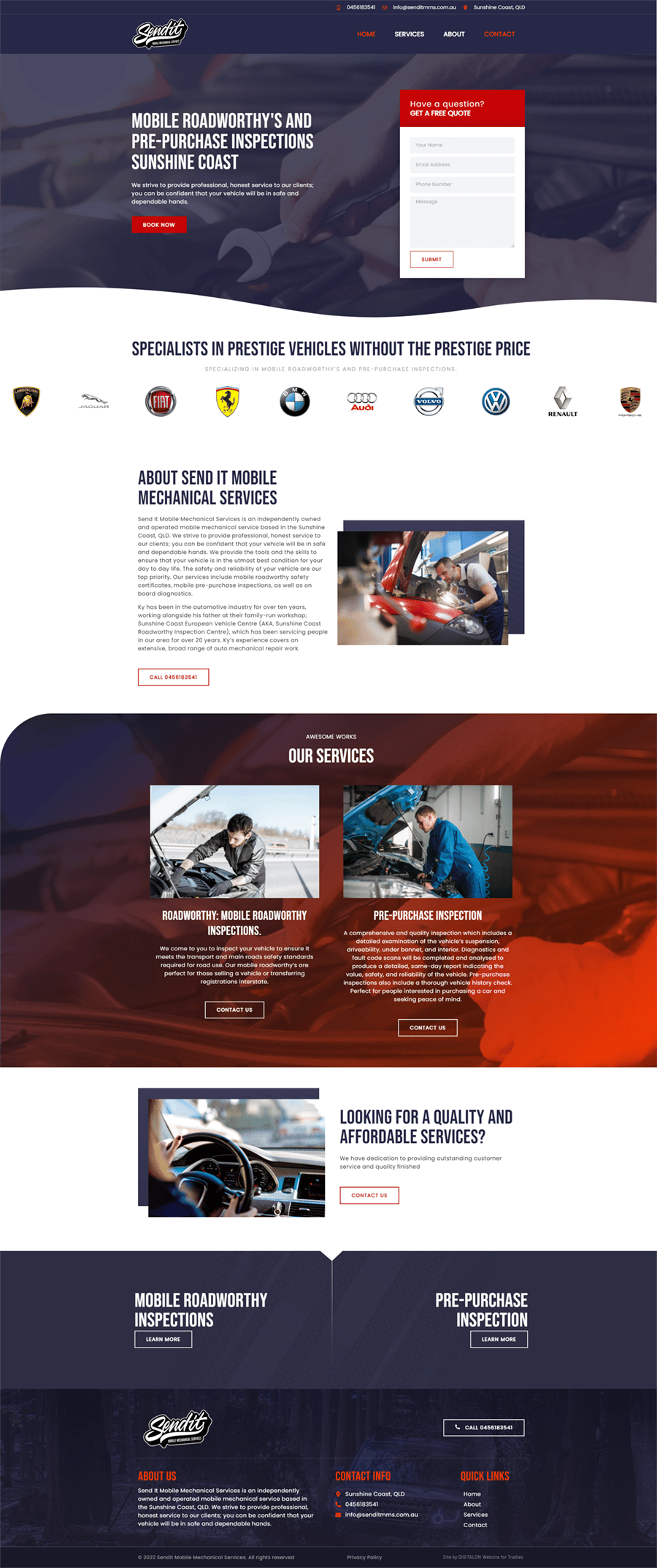 Mobile Mechanic Sunshine Coast Website Design DIGITALON
