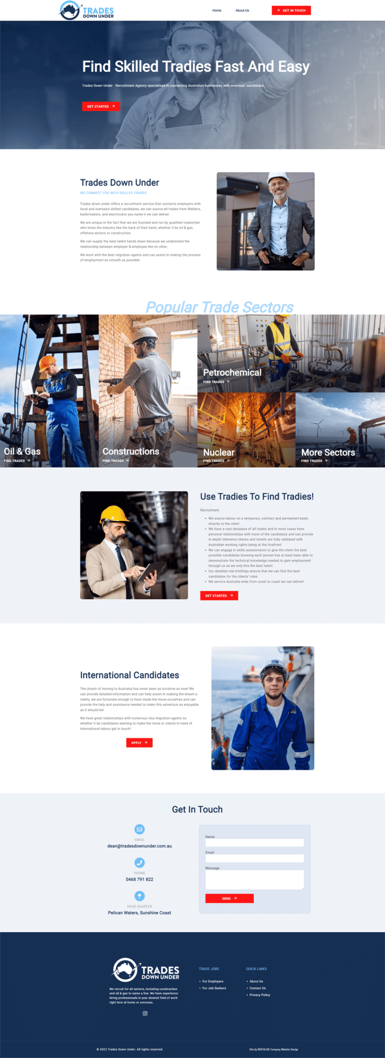 Trades Recruitment Agency Sunshine Coast Website Design DIGITALON