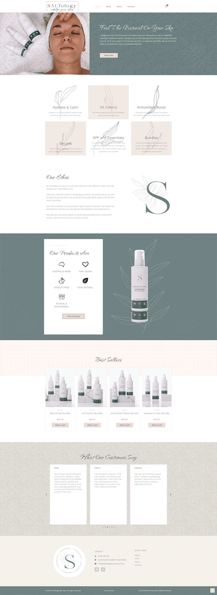 Australian Skincare Online Shop Website Design Landing Page DIGITALON