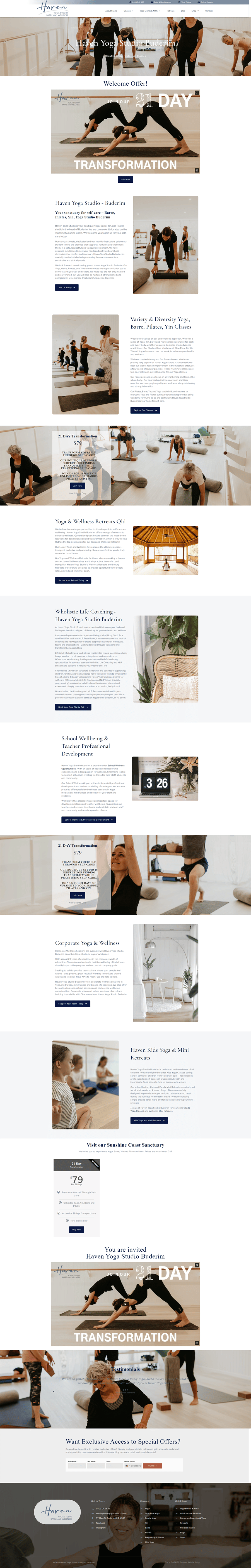 Yoga Studio Sunshine Coast Website Design DIGITALON