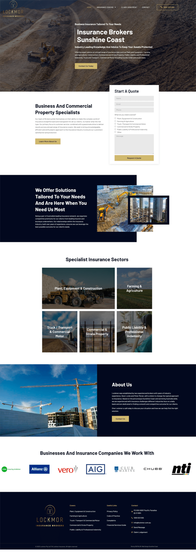 Insurance Brokers Sunshine Coast Website Landing Page Design DIGITALON