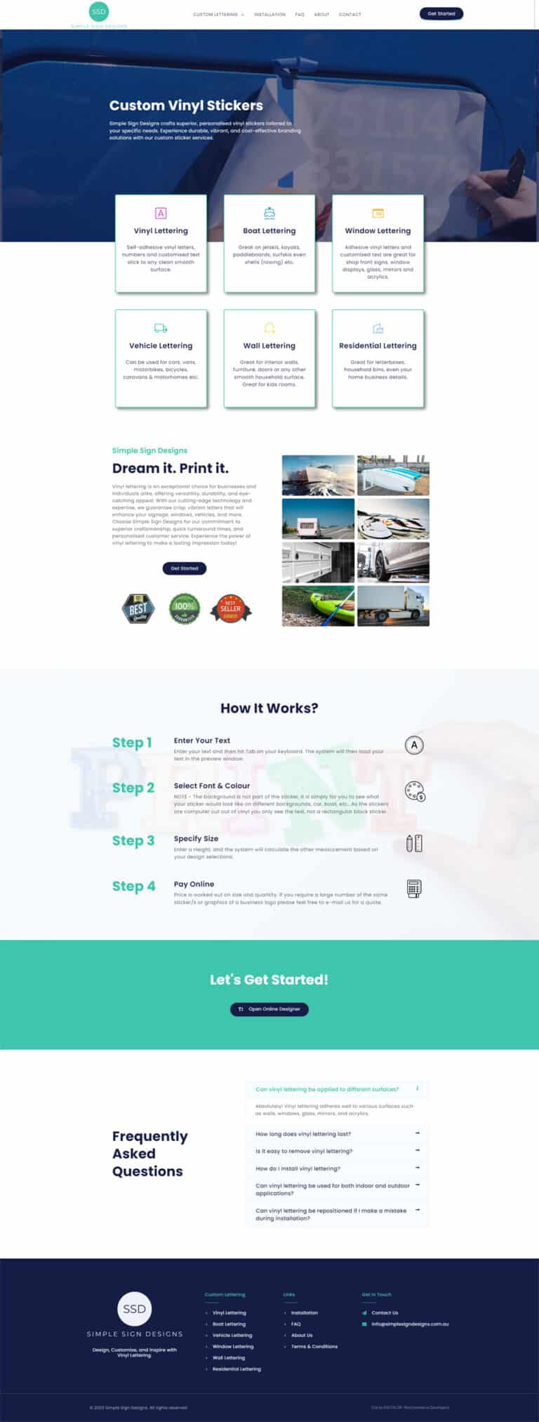 Custom Vinyl Lettering Landing Page Website Design Sunshine Coast DigitalOn