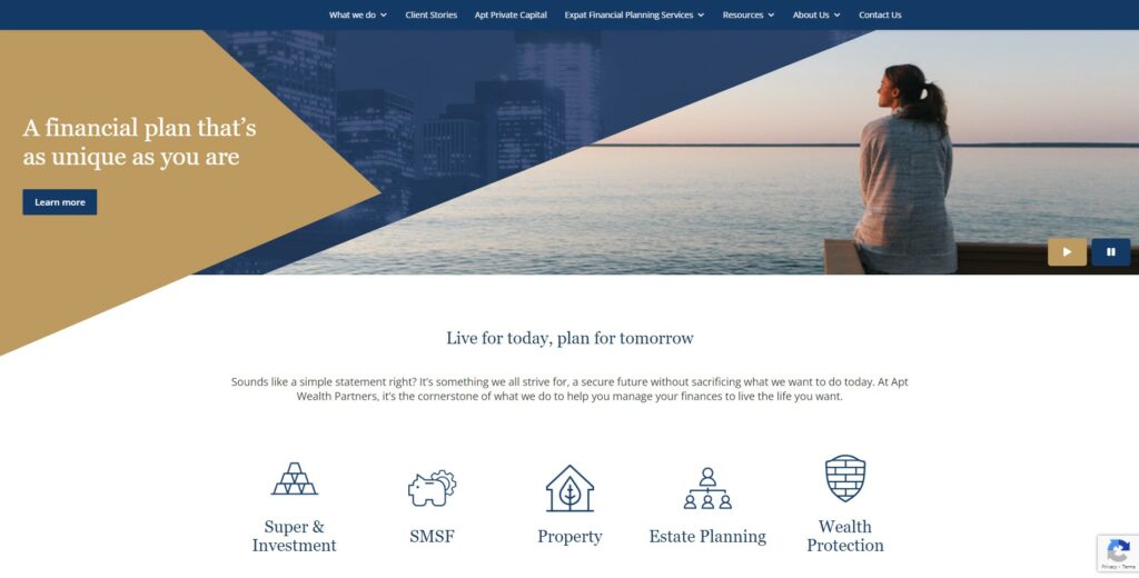 Apt Wealth Financial Advisor Website in Australia