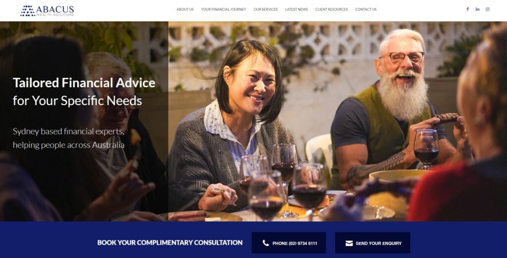 Abacus Wealth Solutions Financial Advisor Website in Australia