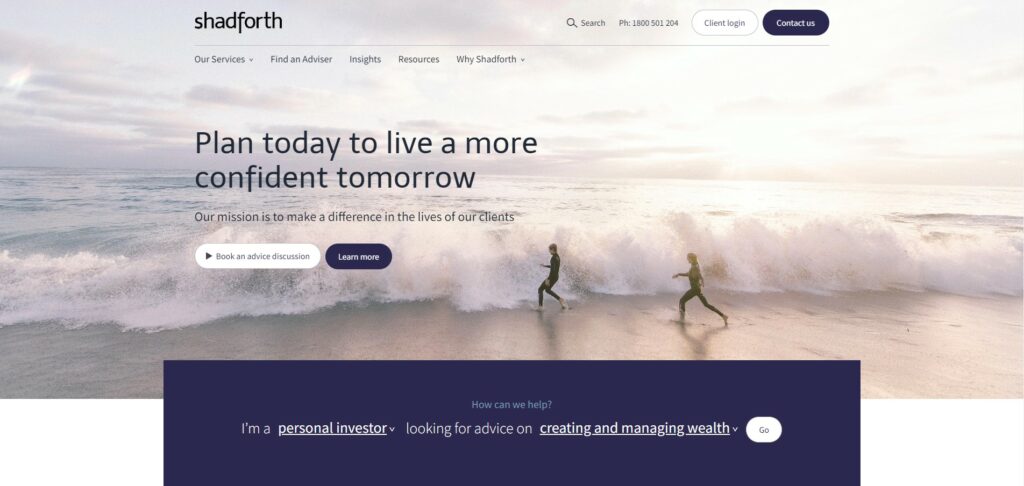 Shadforth Financial Advisor Website in Australia