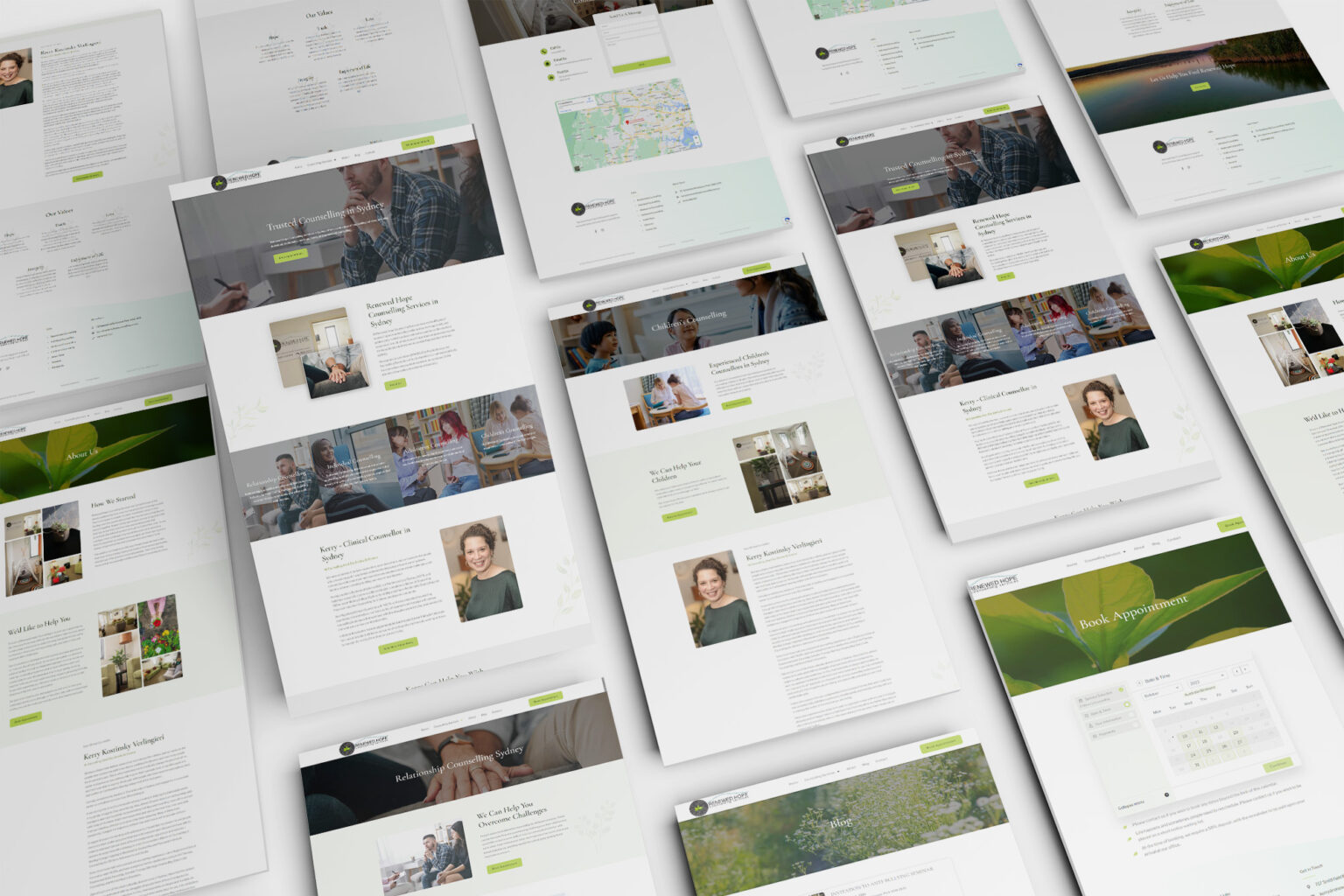 Bunch of white and green keynote presentation templates