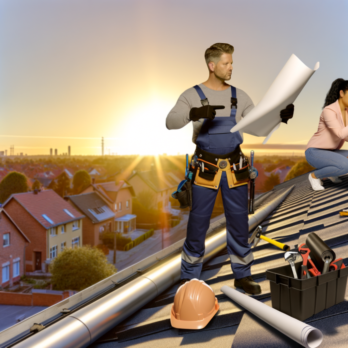 Man and a woman on a roof