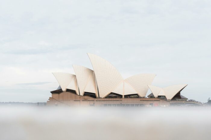 Sydney opera in the fog