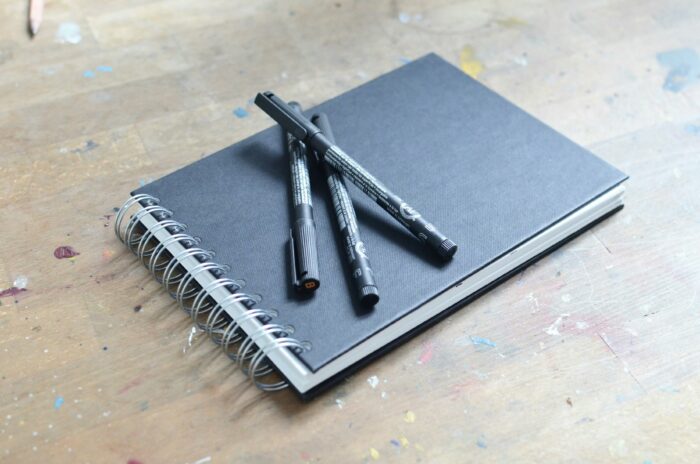 Notebook with a pen on top of it