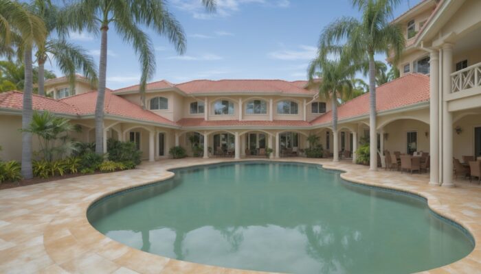 Large pool in the middle of a house