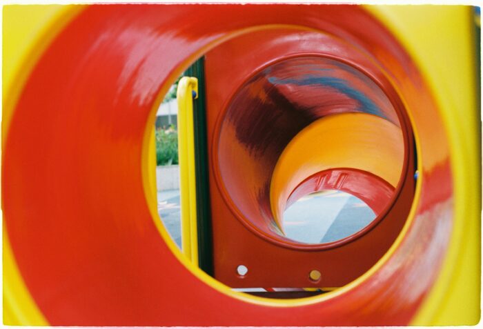 Close up of a red and yellow tube