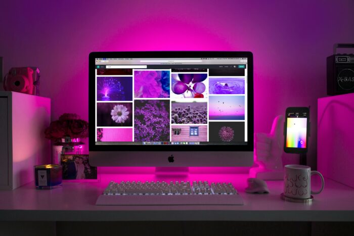 Desktop computer sitting on top of a desk
