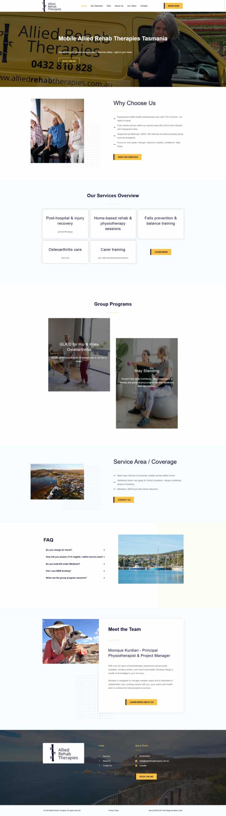 Allied Rehab Therapies Landing Page Design DigitalOn Sunshine Coast