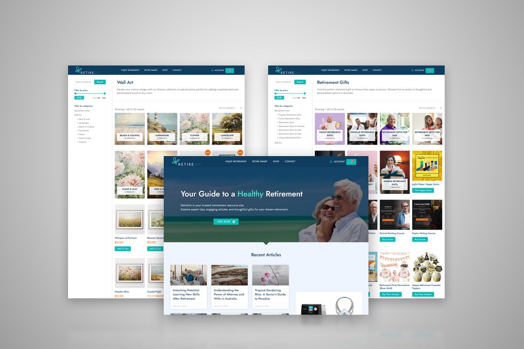 Retirement eCommerce Website Design Sunshine Coast DIGITALON
