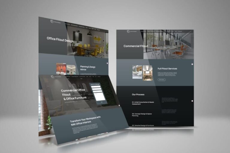 NAK Office Interiors website page designs from the DIGITALON project archive