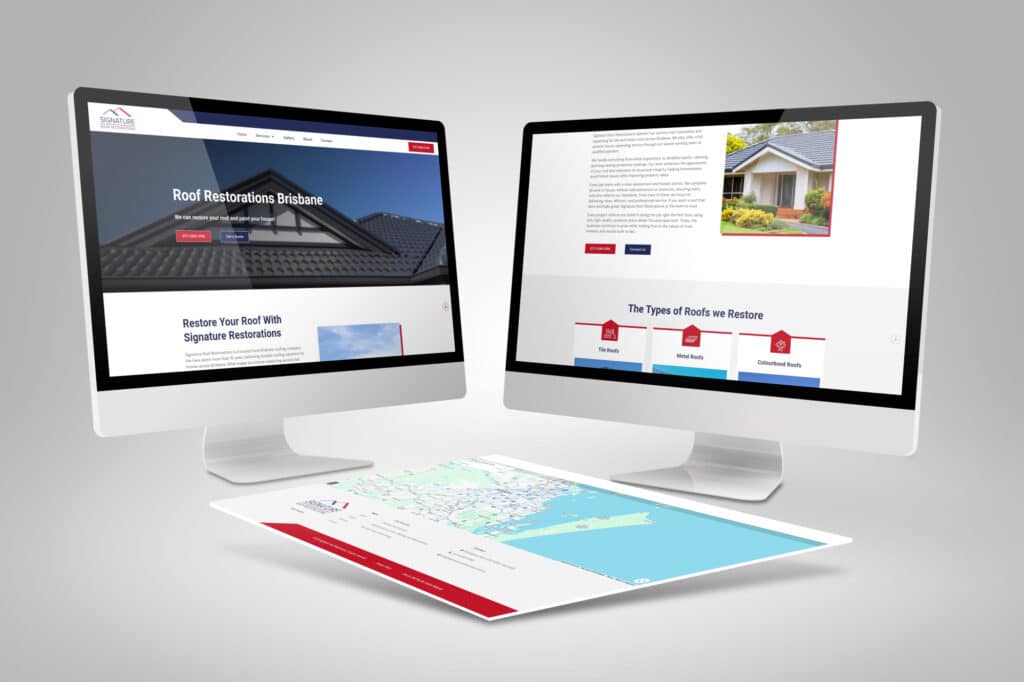 Signature Roof Restorations website page designs from the DIGITALON project archive