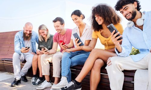 People addicted to technology and social media. People addicted to technology and social media.
