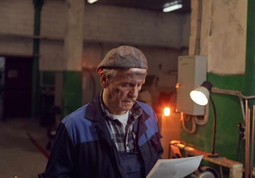 Worker reading the document Worker reading the document